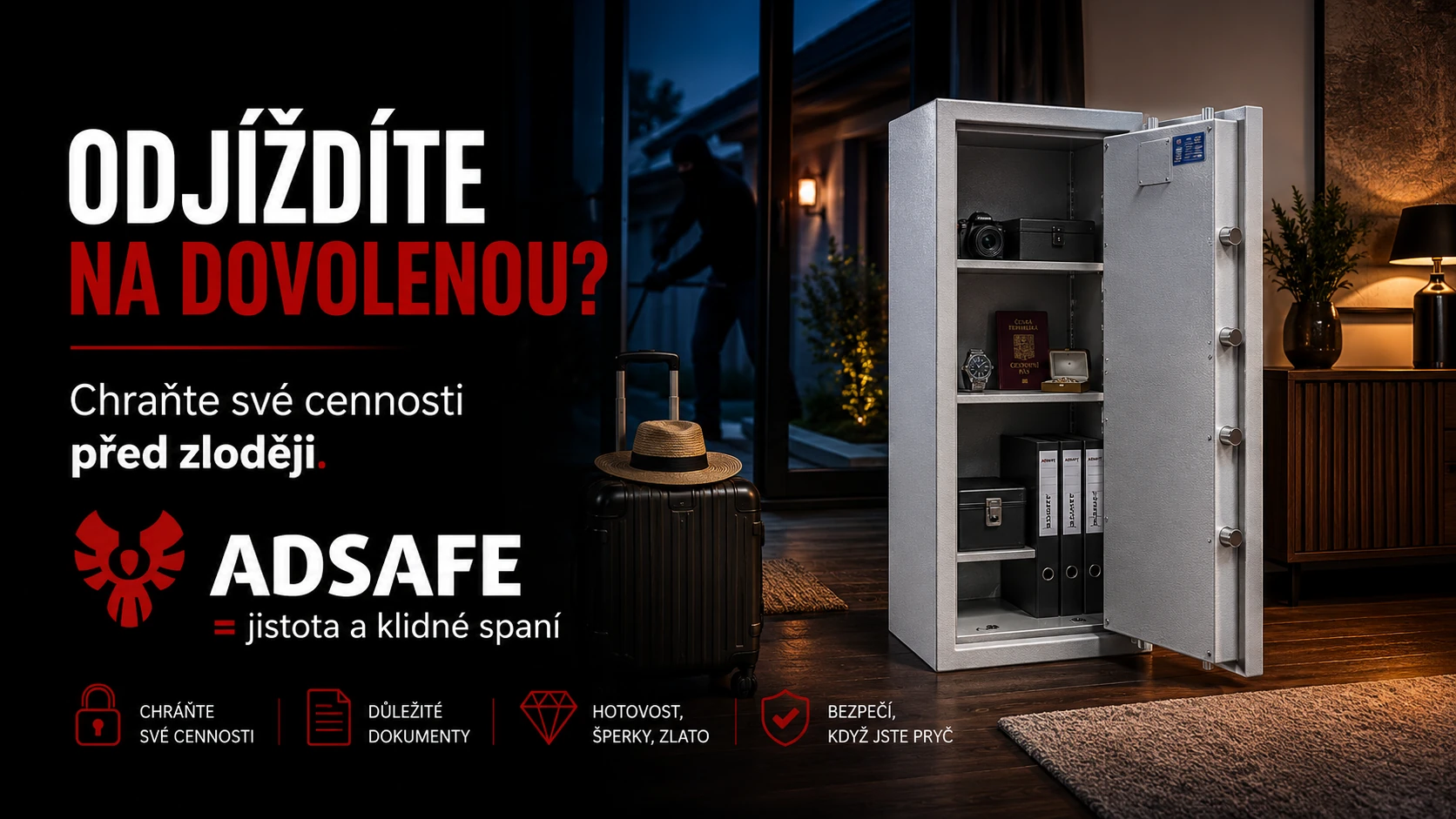 Odjiždíte na dovolenou? Chraňte své cennosti před zloději.