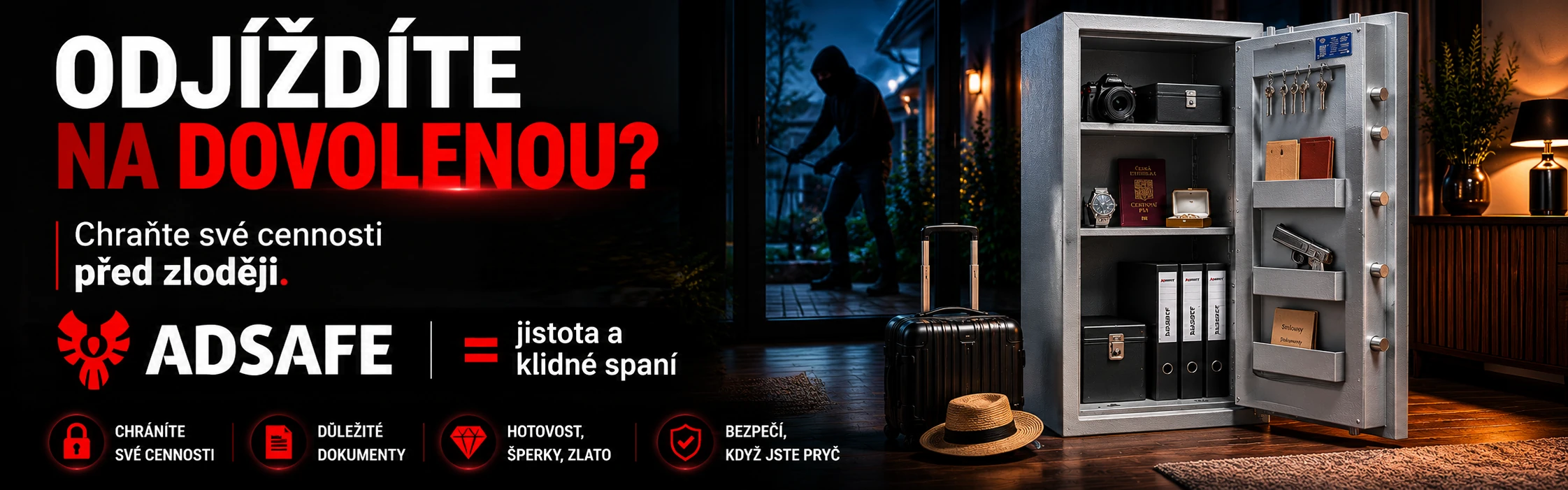 Odjiždíte na dovolenou? Chraňte své cennosti před zloději.