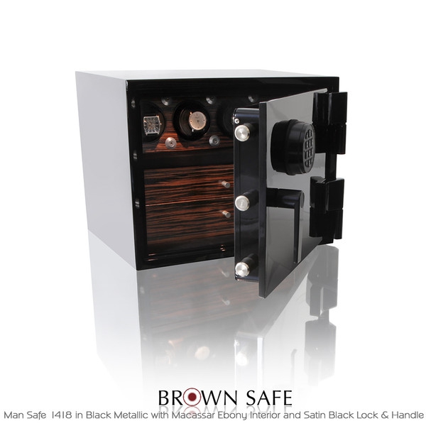 Luxusní trezor Man Safe 1418 Black/Macassar Ebony Trim, Watchwinder